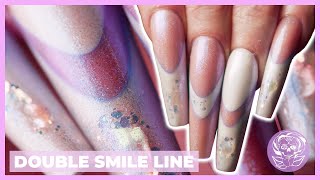 Double Smile Line and Shadow French  Nail Design Tutorial [upl. by Hopfinger]