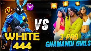 WHITE 444 VS 3 GIRLS Headshot Rate ⚡ Solo Vs Squad Full Gameplay  Poco x3 Pro🔥iPhone 13📲 FreeFire [upl. by Sanyu]