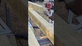 Notching Posts deckbuilding homeimprovement construction transformation constructionlife deck [upl. by Epul]