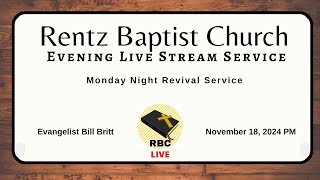 Rentz Baptist Church Revival Service 111824 [upl. by Gino]