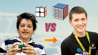 2x2  7x7 Rubiks Cube Race Feliks Zemdegs vs Feliks Zemdegs [upl. by Robaina]