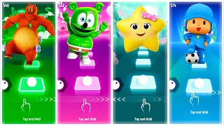 Grizzy VS Gummy Bear VS Little Baby Bum VS Pocoyo  Tiles Hop Edm Rush grizzlies [upl. by Landre]