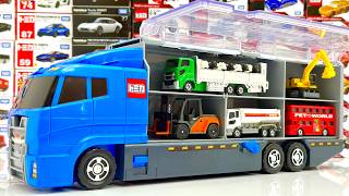 Tomica Working vehicles gather Unboxing 12 mini cars and storing them in the Tomica Convoy [upl. by Seow]