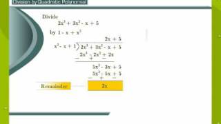 Division Algorithm For Polynomials [upl. by Palladin198]