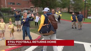 ETSU Football welcomed home following tumultuous road trip [upl. by Omik406]