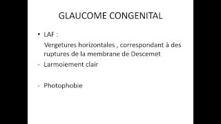 OPHTALMOLOGIE GLAUCOME CONGENITAL [upl. by Ilam]