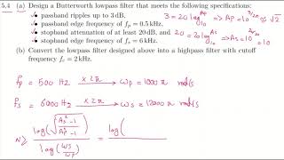 54 a and b Design a Butterworth lowpass filter that meet specications [upl. by Keg]