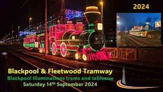 Blackpool amp Fleetwood Tramway Illuminations trams and tableaux on Saturday 14th September 2024 [upl. by Puna769]