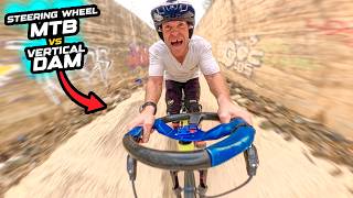 STEERING WHEEL FITTED MTB vs IMPOSSIBLE VERTICAL SPILLWAY [upl. by Eniamraj]