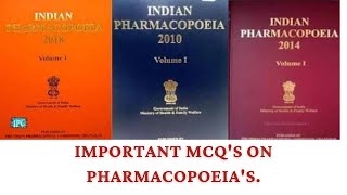 Important MCQs on Pharmacopoeias [upl. by Vaientina]