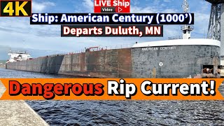 ⚓️Dangerous Rip Current Ship American Century departs Duluth MN [upl. by Sallee896]