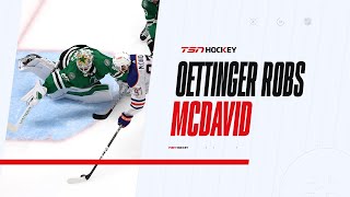 Must See Oettinger has save of the playoffs contender robbing McDavid with his stick [upl. by Giliana]