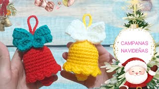 🎄 CAMPANA NAVIDEÑA A CROCHET  Adornos navideños Campanas de Navidad [upl. by Boehike664]