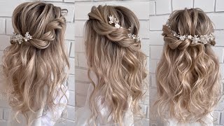 Wedding hairstyle How to do half up half down hairstyle [upl. by Ellemrac140]