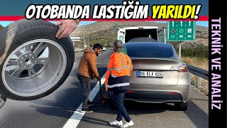 Tesla Model Y ile Otobanda Lastiğim Yarıldı  Olay Sırasında ve Sonrasında Neler Oldu [upl. by Schreck669]