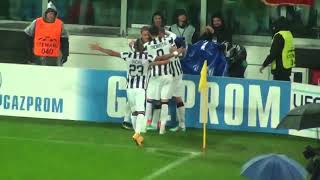 JuventusOlympiacos 201415  Goal Pirlo free kick  Speaker stadium [upl. by Ynalem]