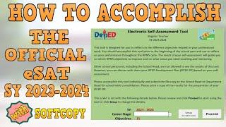 HOW TO ACCOMPLISH eSAT SELF ASSESSMENT TOOL FOR TEACHERS SY 20232024 [upl. by Narat298]