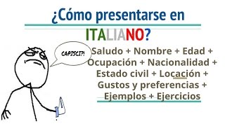 Como presentarse en Italiano Como dar y pedir informacion personal en Italiano [upl. by Gnuj]