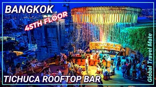 Best Sunset amp Cocktails in Bangkok  Tichuca Rooftop Bar 46th floor 🇹🇭 Thailand รีวิวบาร์เปิดใหม่ [upl. by Drofnelg]