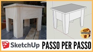 SketchUp progetto PASSO per PASSO di uno sgabello  Fai da te falegnameria e lavorazione del legno [upl. by Imas]