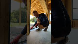 Concrete Pour  Leveling for Pocketing Door concrete patiodoors diy remodeling patiodoors [upl. by Brelje]