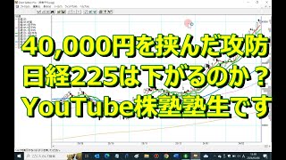 日経２２５，40000万円を挟んだ攻防、いったん下げるのか？？？ [upl. by Svend786]