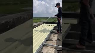 Testing water on roof roof testing foryou shorts construction [upl. by Grunenwald12]