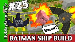 Minecraft BATMAN SPACESHIP Bat Copter HobbyKids Build Turn HobbyPig Into BACON HobbyGamesTV [upl. by Sperling]