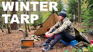 Surviving a Winters night under tarp DD 3x3 tarp wild camping in the woods 183 [upl. by Mcdougall]