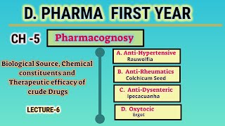 AntihypertensiveAntirheumaticsAntidysentericOxytocicCH5L6PharmacognosyDPharmFirst year [upl. by Zinck]