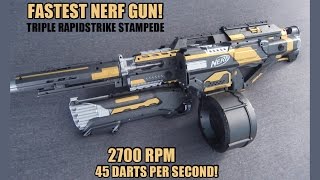 FASTEST NERF GUN TRIPLE RAPIDSTRIKE STAMPEDE w ROUGHCUT INTEGRATION [upl. by Lasley]