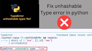 Unhashable type error  typeerror  unhashable type  list  how to fix unhashable type error [upl. by Eduam]