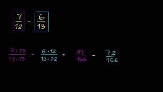Subtração de frações com denominadores diferentes [upl. by Burtie936]