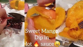 PERFECT pair👌Lets CUT red chilli 🌶 and peel sweet red mango🤤  ASMR satisfaction [upl. by Enidanreb141]