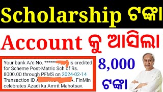 Odisha post matric scholarship payment update 2024  Post Matric Sch payment status [upl. by Erminie]