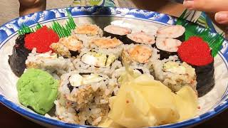 SUSHI TOBIKO KANI SPICY KANI BOSTON ROLL SUSHI EATING NO TALKING ASMR [upl. by Elatnahc]