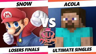 Umebura SP 11 LOSERS FINALS  Acola Steve Vs Snow Mario Smash Ultimate  SSBU [upl. by Dare]