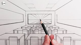 How to Draw a Classroom using OnePoint Perspective for Beginners [upl. by Ardeth449]