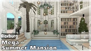 BLOXBURG Mega Summer Mansion Speedbuild interior  full tour Roblox House Build [upl. by Waylin81]