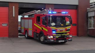 Merseyside Fire and Rescue  Wallasey First pump and Station Manager turning out [upl. by Maximilien]