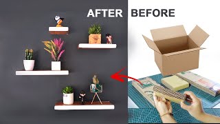 How to Make a Minimalist Wall Shelf from Recycled Cardboard  DIY Home Decor  upcycling 101 [upl. by Assillem]