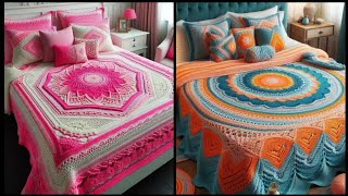 elegant beautiful flower bed covercrochet flower bed sheet design idea shear [upl. by Auqinat]