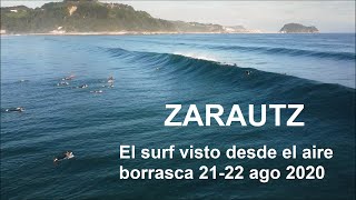 ZARAUTZ el surf visto desde el aire borrasca Ellen 2122 agosto 2020 [upl. by Akirre]