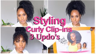 Simple Updo Styles With Curly ClipIns  Curls Kinks N Co Game Changer [upl. by Elsie]