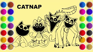 Drawing and Coloring CatNap  Sand Painting [upl. by Chuch405]