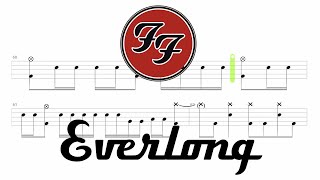 Foo Fighters  Everlong 🔴 Drum Notation  Tutorial chamisdrums Bass Tabs By ChamisBass [upl. by Ynnad]