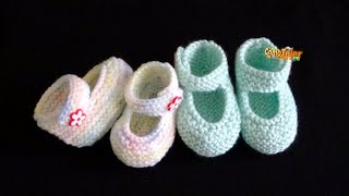 Patucos Zapatitos Bailarinas Merceditas Escarpines Baby Booties 03 meses 2 agujas palitos tricot578 [upl. by Lannie636]