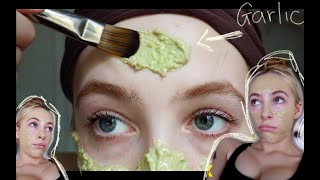 DIY GARLIC FACE MASK  Home made face mask For ONE WEEK garlic honey kaolin white clay mask [upl. by Allehcim]