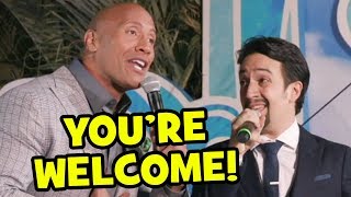 quotYoure Welcomequot Live By Dwayne Johnson amp LinManuel Miranda At Moana World Premiere [upl. by Mikal]