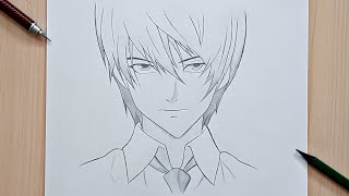 How to draw Light Yagami  Death Note  Yagami step by step Easy  Tutorial [upl. by Ahsaei104]